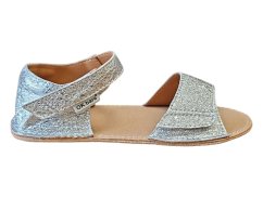 Dívčí kožené barefoot sandály MIRRISA stříbrná