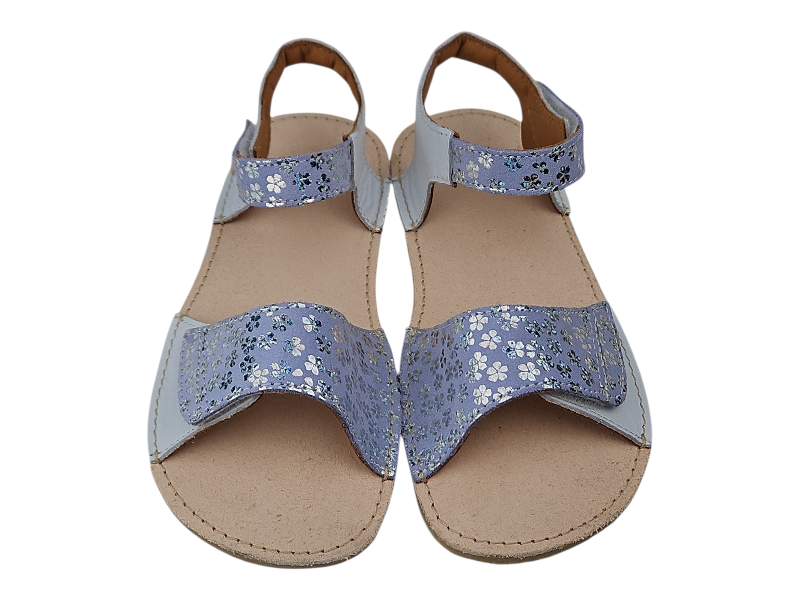 Dívčí kožené barefoot sandály MIRRISA/I bílá + lila