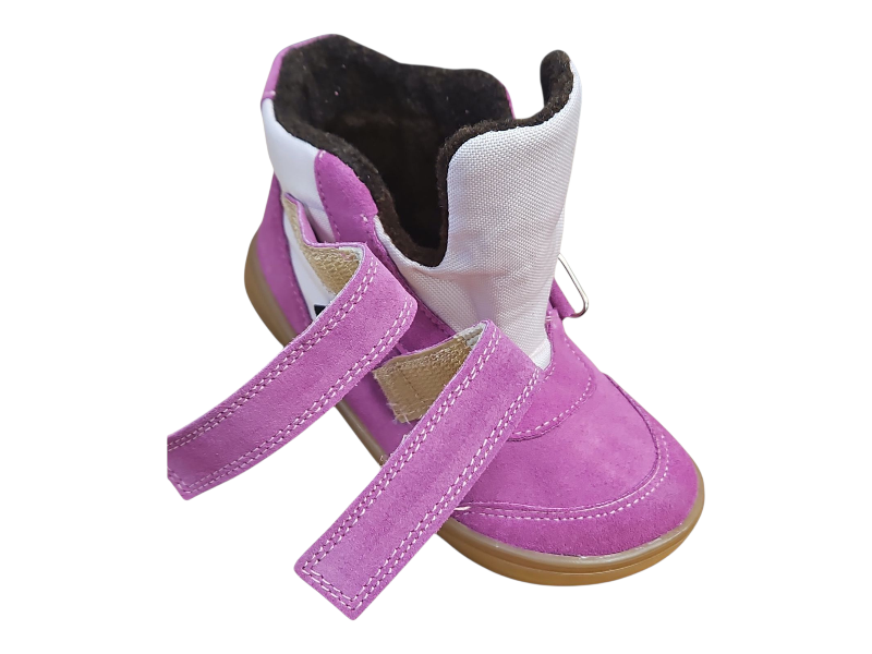 Dětské kotníkové barefoot boty MANGO růžová s filcovou podšívkou