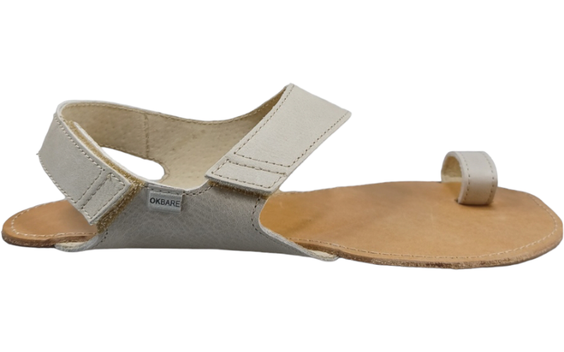 krémové barefoot sandály