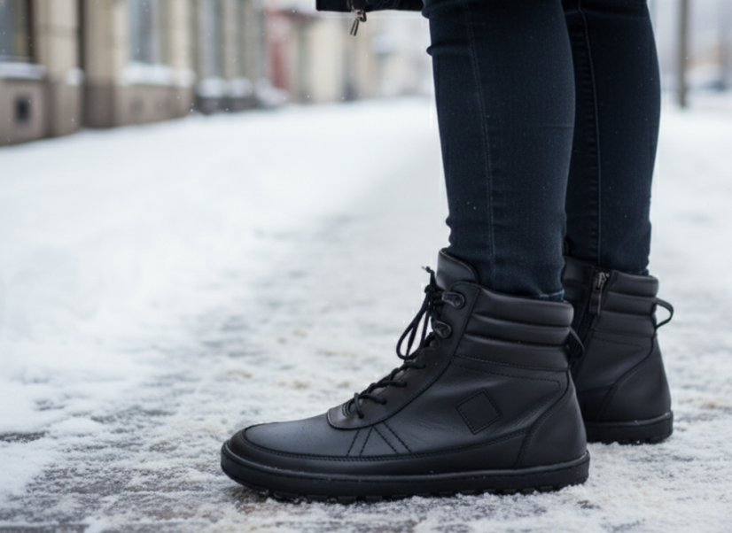 Zimní dámské barefoot boty SAVA černá, s vlněnou podšívkou