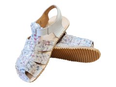 Dětské kožené barefoot sandálky Palm/I bílá+vzor