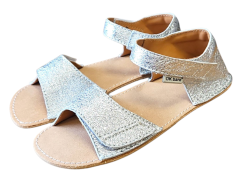 Dívčí kožené barefoot sandály MIRRISA stříbrná