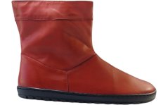 Dámské celokožené  kotníčkové boty na zip COOL červená