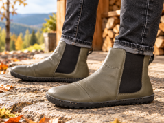 Pánská kotníčková celokožená barefoot obuv KEA šedá