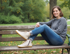 Dámské kotníčkové barefoot boty se zipem ANDROS krémová