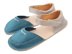 Dětské  kožené barefoot sandálky  s plnou špičkou MIROL zelená