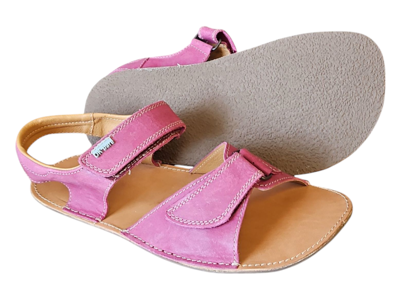 Kožené dámské barefoot sandály TEMIS růžová