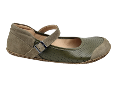 Dámské barefoot kožené baleríny s tenkou podrážkou NAFI zelená