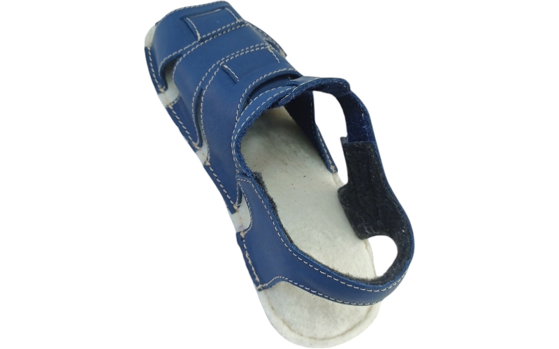 Dětské barefoot kožené sandálky s hřejivou stélkou Palm/I  modrá