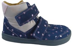 Dětské zateplené kotníkové barefoot boty PEAR modrá s filcovou podšívkou