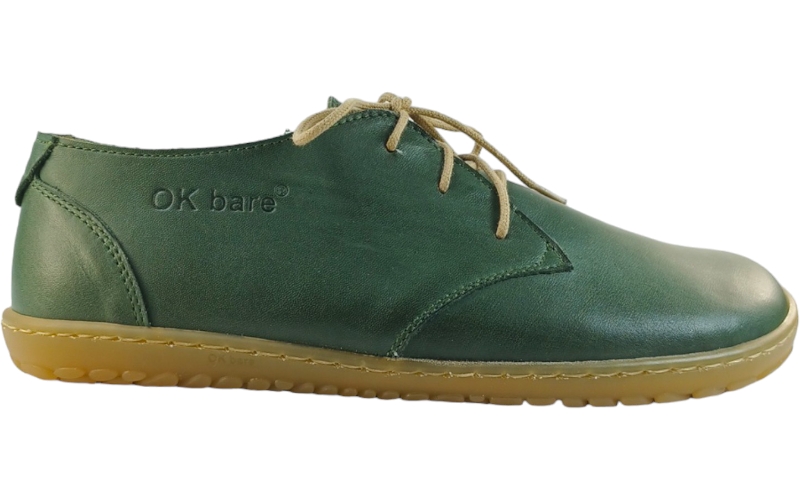 Dámská kožená šněrovací barefoot obuv LIBERTY zelená