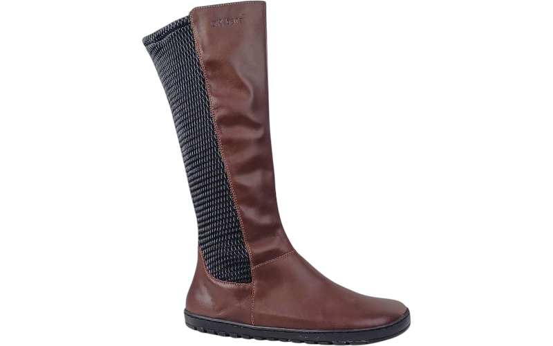 Dámské vysoké barefoot kozačky BARRA/F/N tmavě hnědá