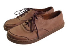 Dámská kožená šněrovací barefoot obuv MONETA hnědá