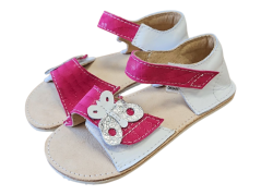 Dívčí kožené barefoot sandály MIRRISA s motýlkem