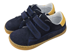 Dětské barefoot tenisky na suchý zip FIR modrá nubuk