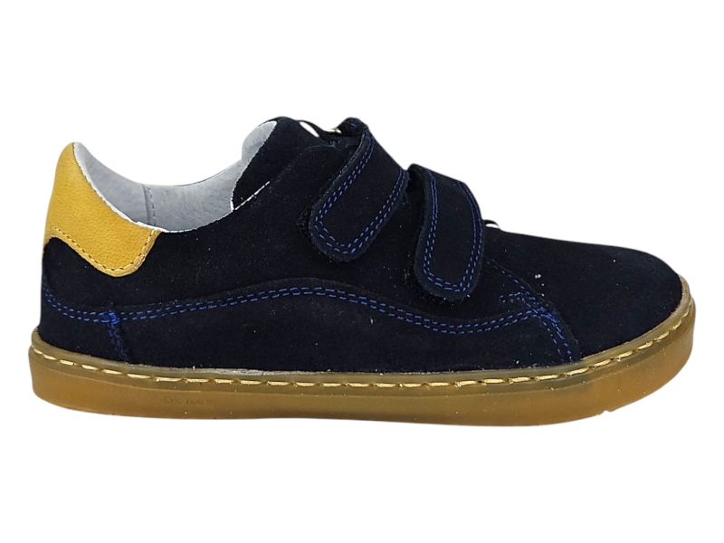 Dětské barefoot tenisky na suchý zip FIR modrá nubuk
