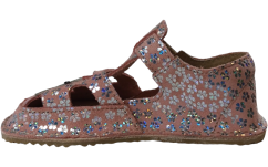 Dětské kožené barefoot  sandálky ITHAKA s kočičkou růžová