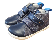 Dívčí kotníčkové barefoot boty na suchý zip LIME modrá
