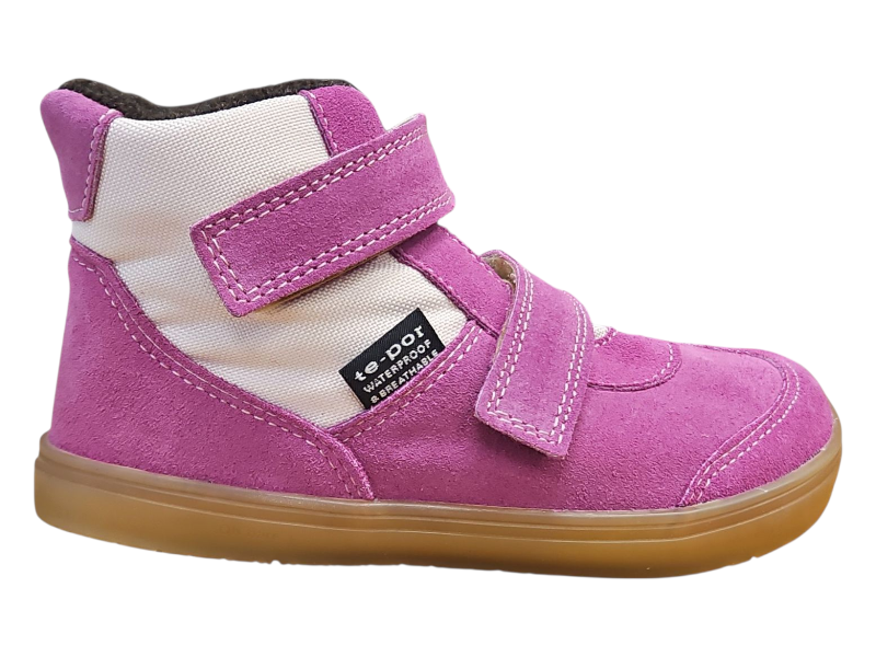 Dětské kotníkové barefoot boty MANGO růžová s filcovou podšívkou