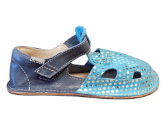Dětské kožené barefoot sandálky ITHAKA modrá
