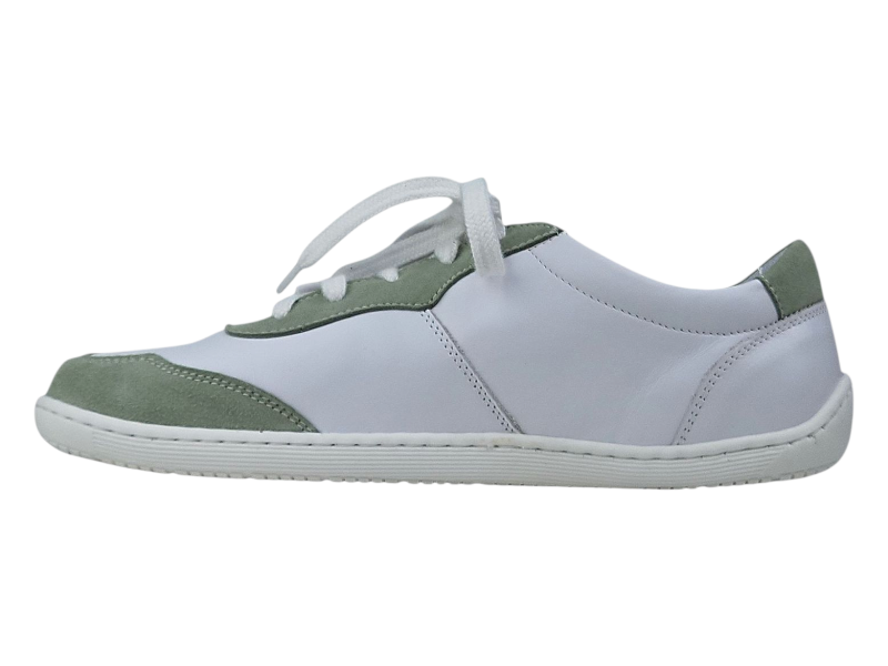 Dámské barefoot kožené tenisky s velurovou kombinací  WILD bílá