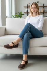 Dámské barefoot baleríny z velurové kůže IDAHO hnědá