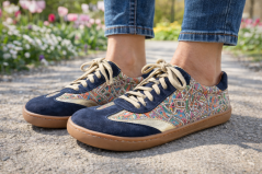 Dámské výrazné kožené barefoot tenisky ZARRA -barevné/zlatý lem