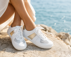 Kožené barefoot dámské sneakers PUMMAI bílo- zlaté