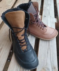 Pánské zimní barefoot boty na šněrování RHODOS černá s podšívkou z přírodní vlny