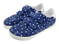 Dětské barefoot tenisky na suchý zip FIR tmavě modrá s hvězdičkami
