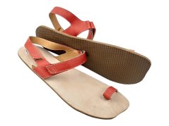 Kožené barefoot sandály na palec CAPRI/X červená