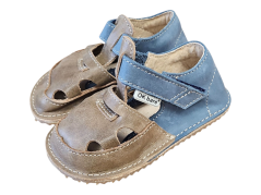 Dětské kožené barefoot sandálky ITHAKA modrá