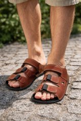 Pánské barefoot nazouváky z kůže ELIAS tm.hnědá