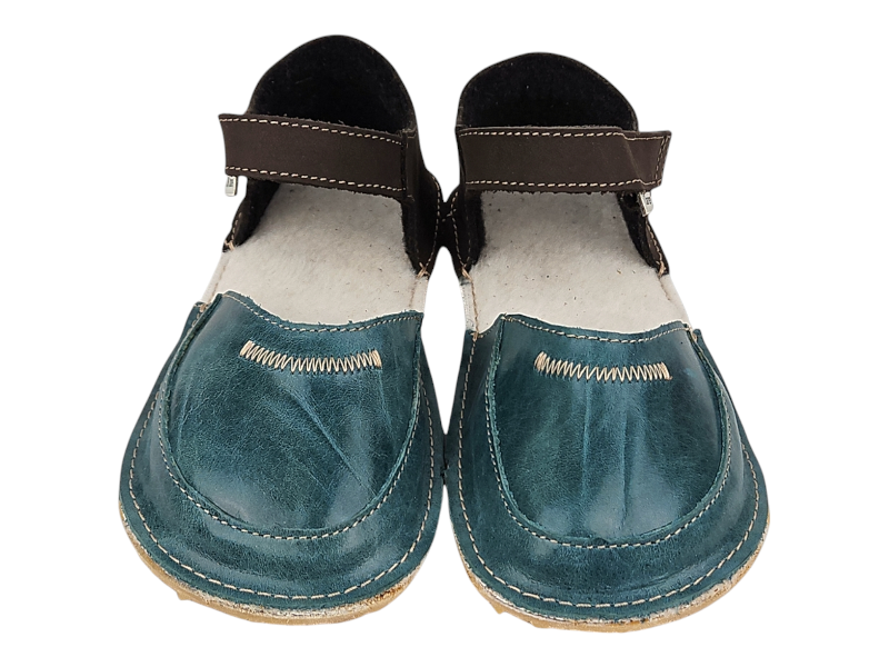 Dětské zateplené kožené barefoot boty MIROL zelená