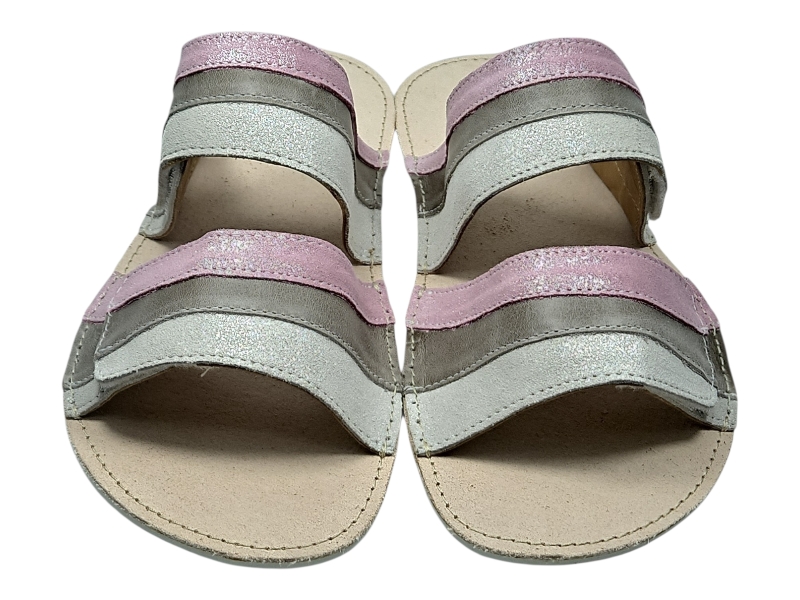 Dámské kožené barefoot nazouváky LUCANIA – krémovo-růžové