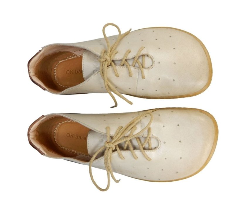 Dámské barefoot kožené boty s perforací  FAIR/P krémová