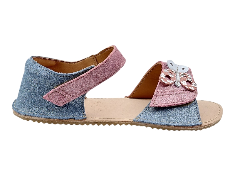 Dívčí kožené barefoot sandály MIRRISA s motýlkem