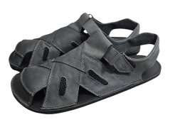 Pánské barefoot kožené sandály s plnou špičkou KOS šedá