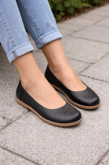 Dámské perforované kožené barefoot baleríny RARA černá