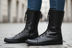 Dámské barefoot polokozačky HIRA černá, kožené podšívky