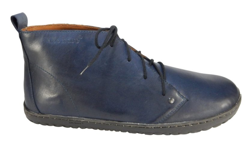 modré kožené kotníčkové barefoot
