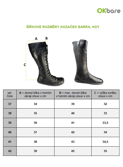 Dámské zimní vysoké barefoot kozačky HOY černé, s vlněnou podšívkou a vyšší podrážkou