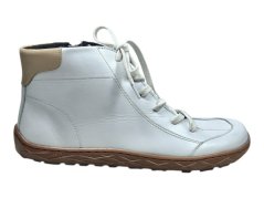 Dámské kožené barefoot kotníkové boty s filcovou podšívkou ELITA – bílá / cappuccino