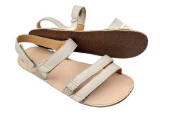 Kožené dámské barefoot  sandály SANTORINI krémová