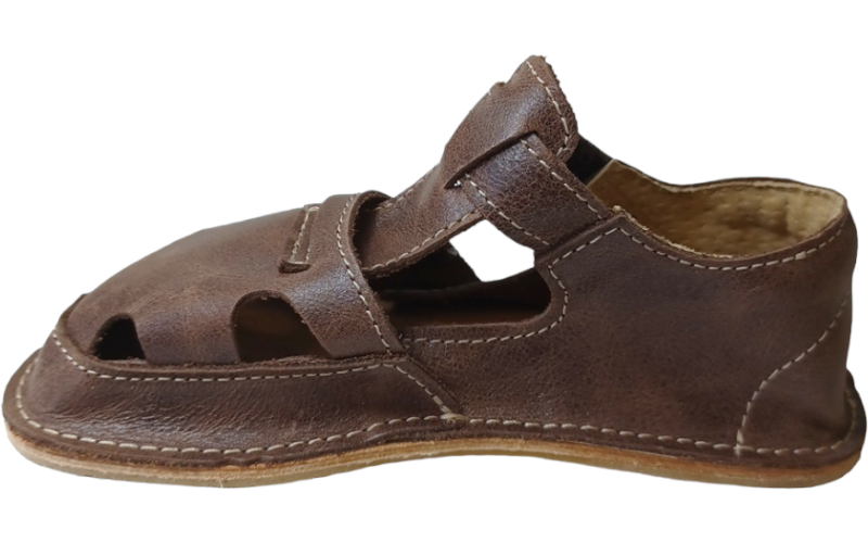 Dětské kožené barefoot sandálky ITHAKA hnědá