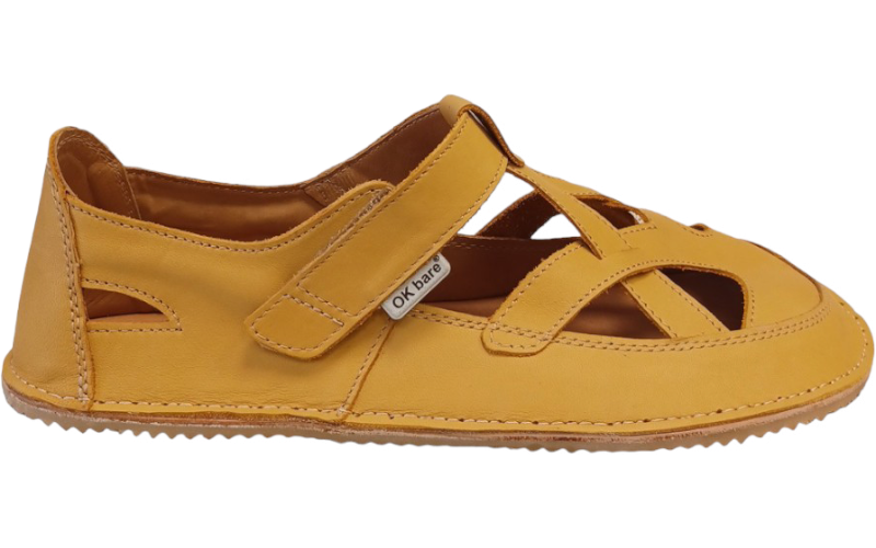 žluté bare boty z kůže