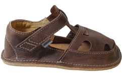 Dětské kožené barefoot sandálky ITHAKA hnědá