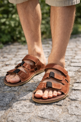 Pánské barefoot nazouváky z kůže ELIAS tm.hnědá