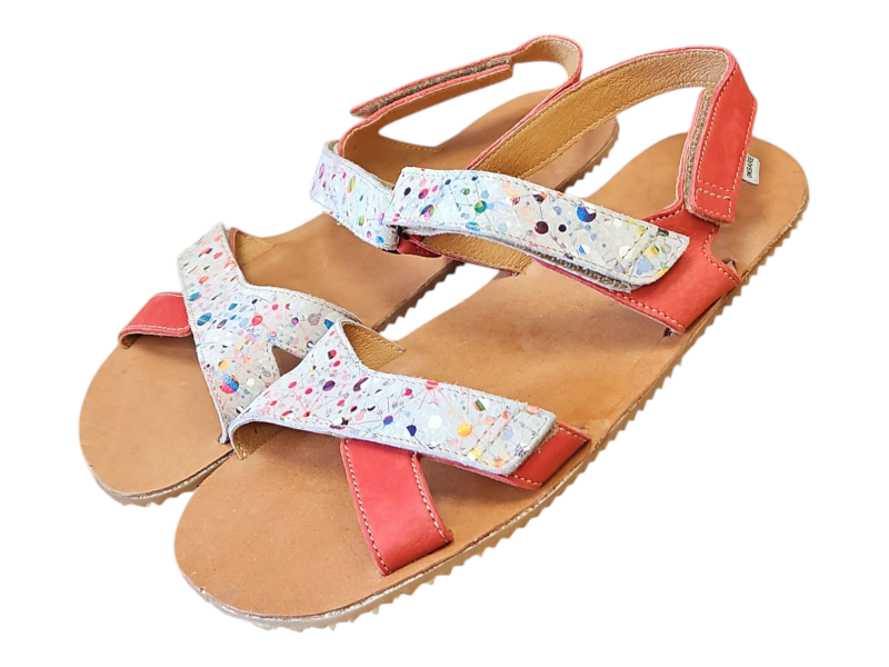 Barefoot dámské kožené sandály KORFU/X červená